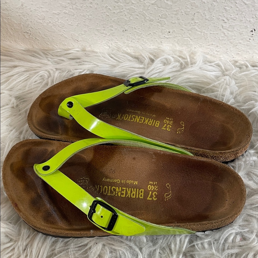 BIRKENSTOCK Adria Leather Thong Strappy Slip On Sandals Lime Green Size 37 (6) - Picture 9 of 12